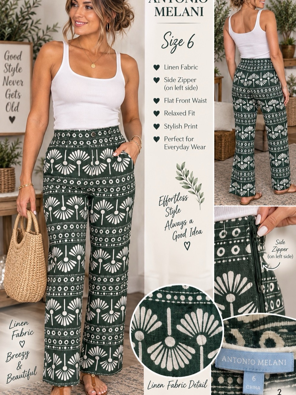 Antonio Melani Forest Green pants Sz small